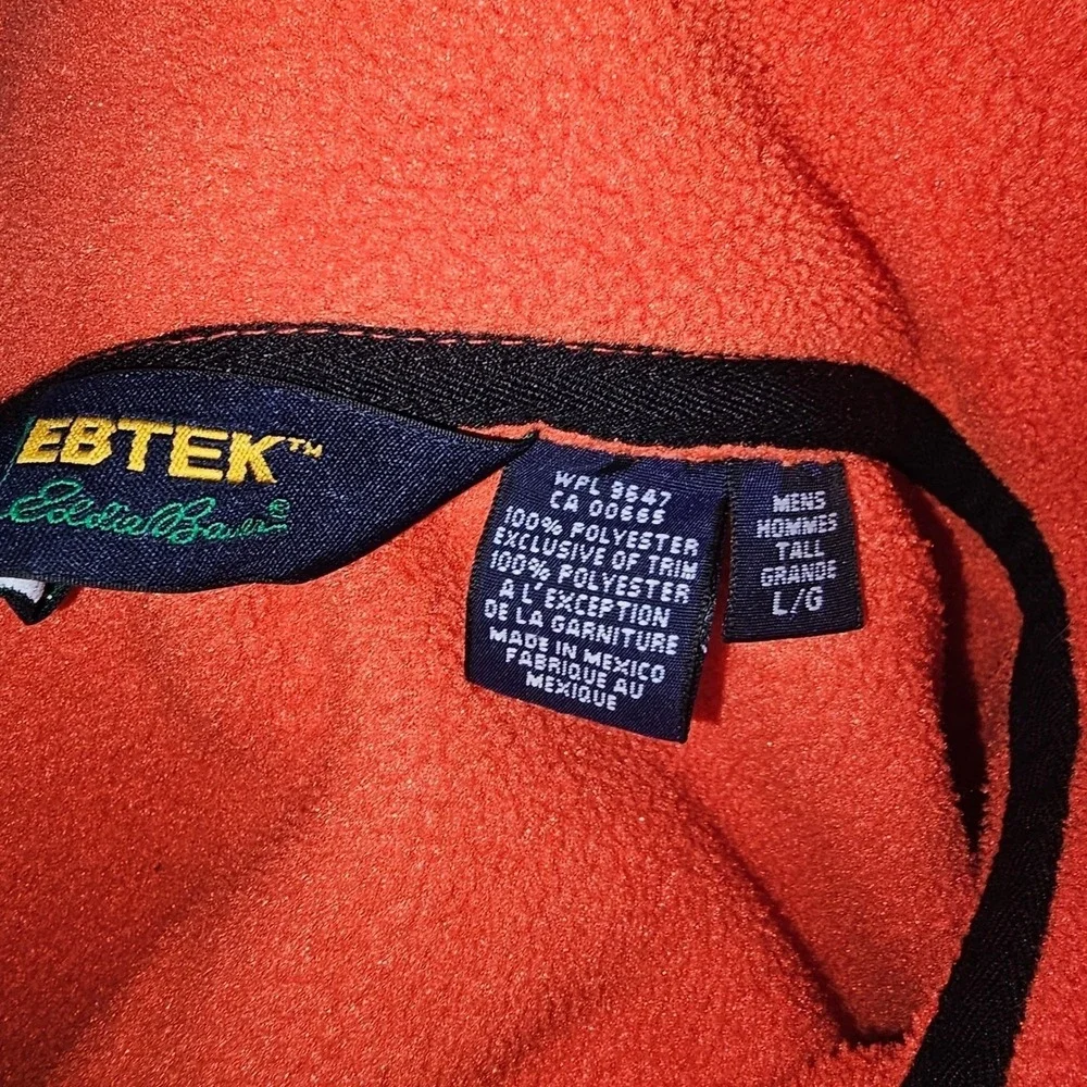 Eddie Bauer EBTEK Fleece Pullover Men's L Orange 1/4Zip Y2K ‎ #61642